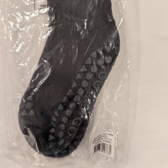 NWT GoBabyGo NonSlip Rubber Grip Tall Socks (Forest Green, Organic Cotton Terry) - Picture 6 of 9